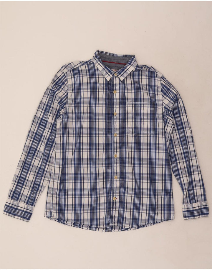 Camicia da uomo Fat Face Large in cotone a quadri blu