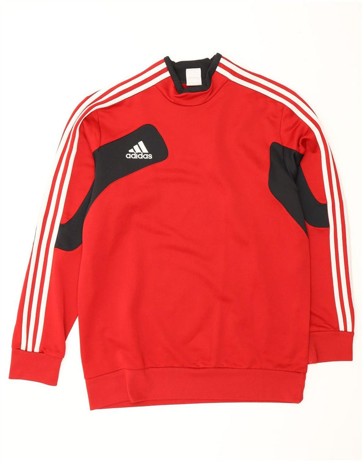 Adidas Mens Sweatshirt Jumper UK 42/44 Large Red Colourblock Polyester