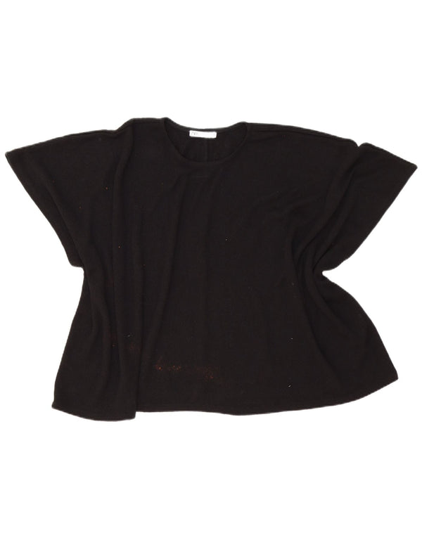 Zara Γυναικεία Μπλούζα Poncho Top UK 14 Medium Black Viscose