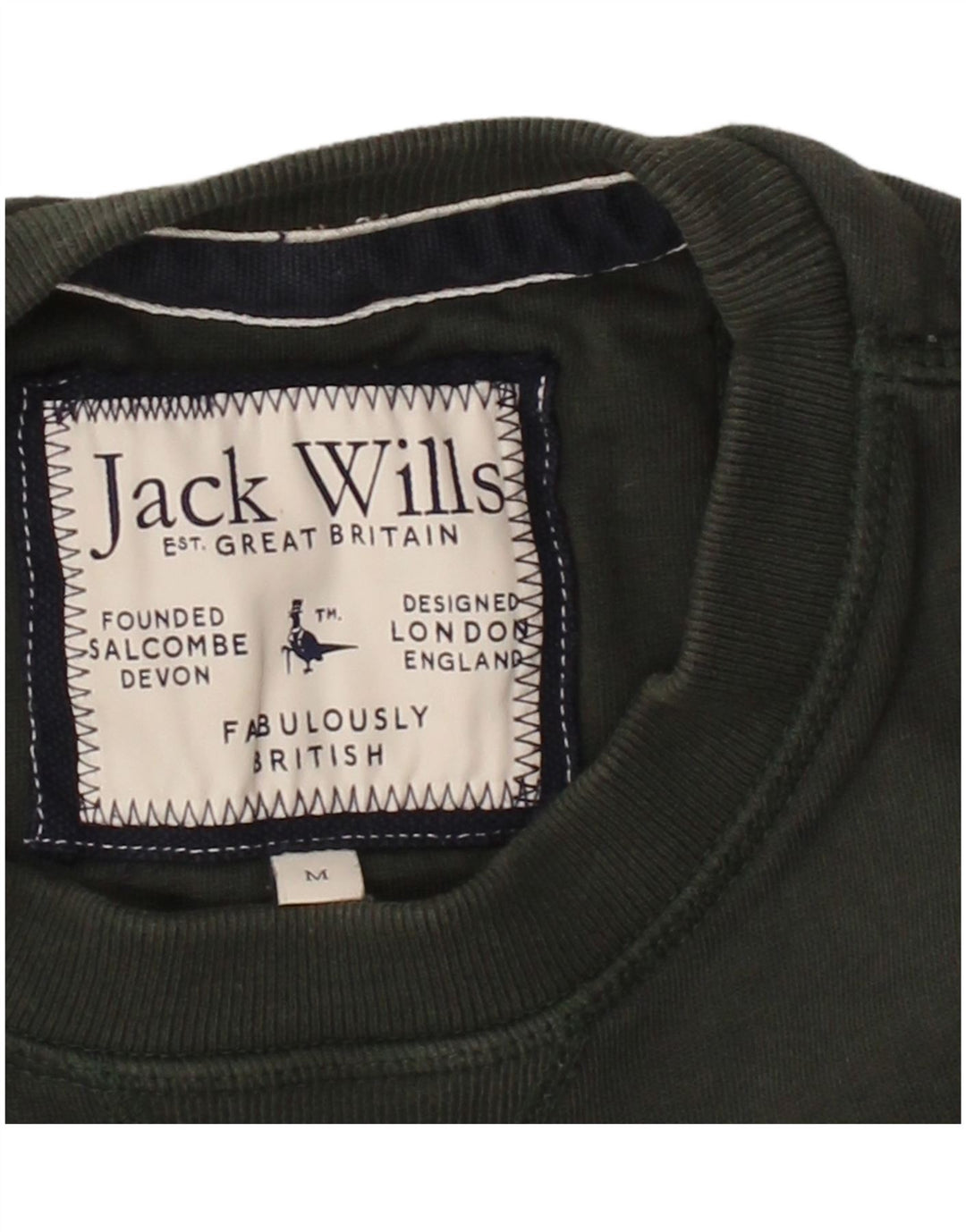 JACK WILLS Mens Graphic Sweatshirt Jumper Medium Khaki Cotton