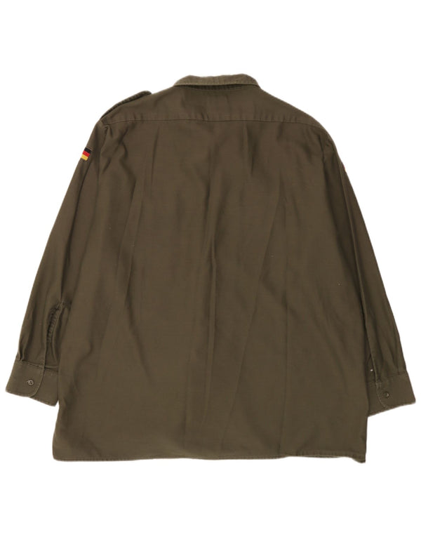 Camicia militare vintage da uomo 2XL in cotone kaki