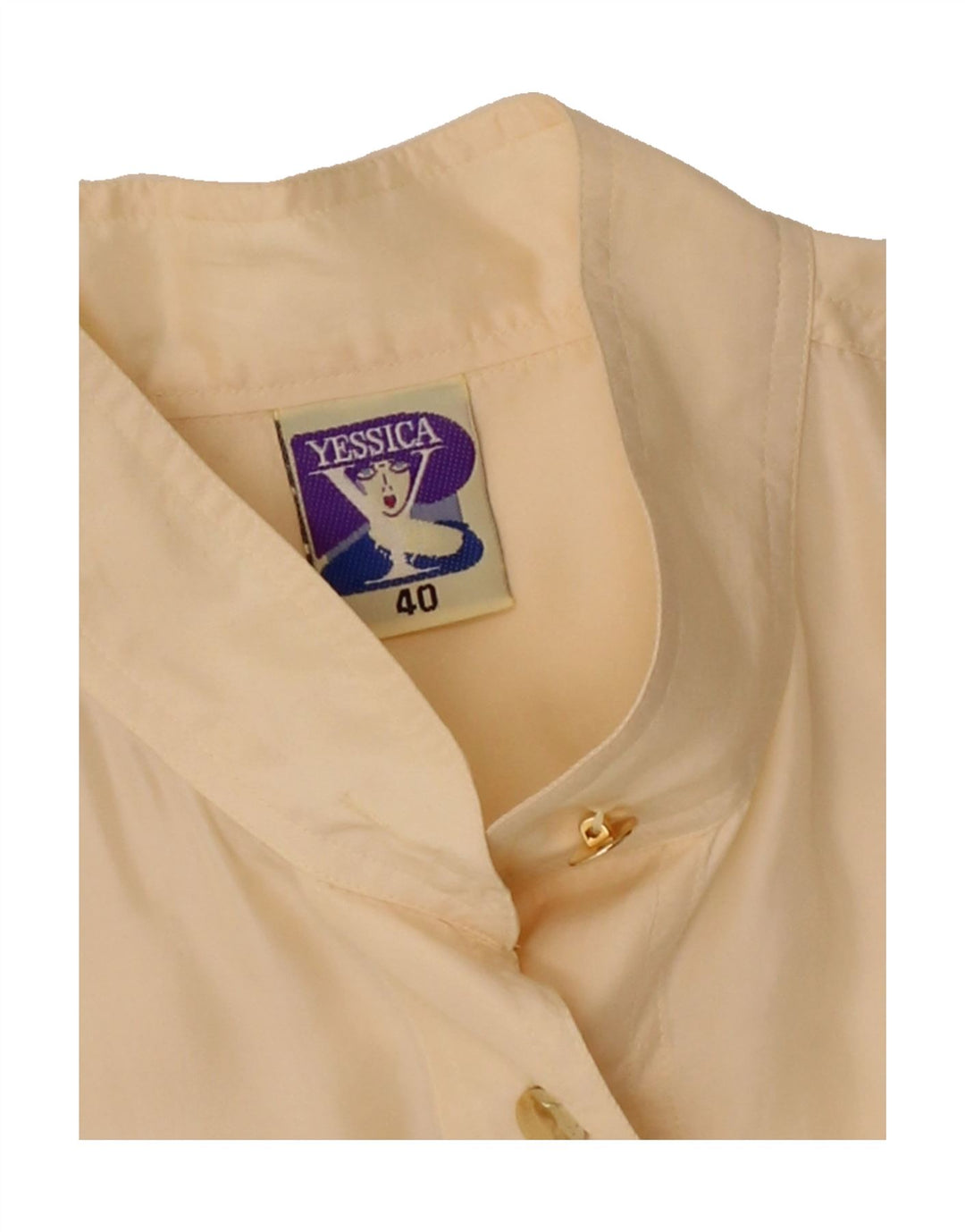 YESSICA Womens Oversized Graphic Shirt Blouse EU 40 Medium Beige Vintage Yessica and Second-Hand Yessica from Messina Hembry 