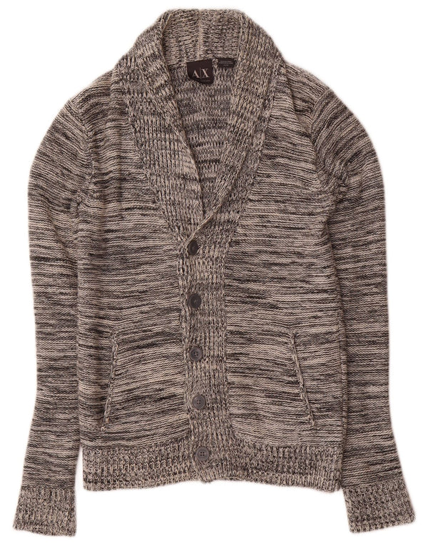Armani Exchange Mens Cardigan Sweater XS Grey Flecked Cotton