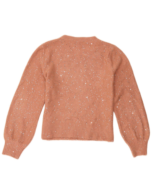 Oasis Womens Boat Neck Jumper Sweater UK 10 Small Pink Flecked Acryl
