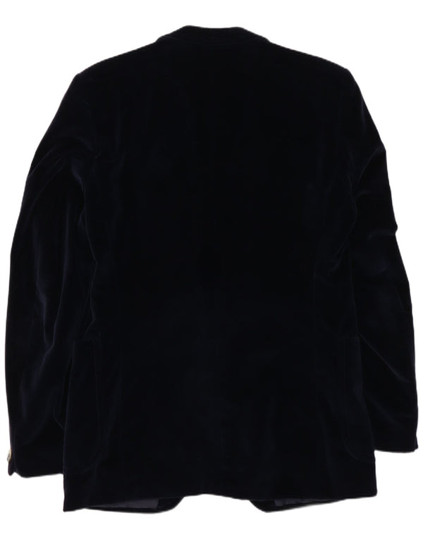 Vintage Mens 2 Buttons Velvet Blazer Jacket UK 38 Medium Bluemarin Blue
