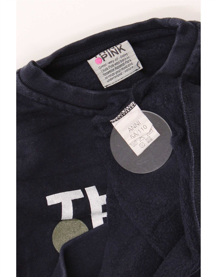 Tænk Pink Boys Grafisk Regular Fit Sweatshirt Jumper 4-5 år Navy Blue