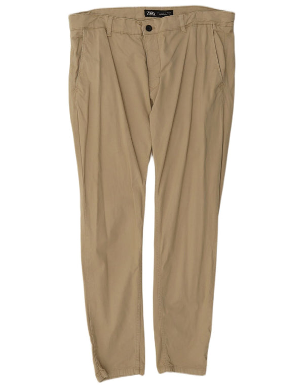 Zara Mens Slim Chino Calças EU 46 XL W36 L30 Bege