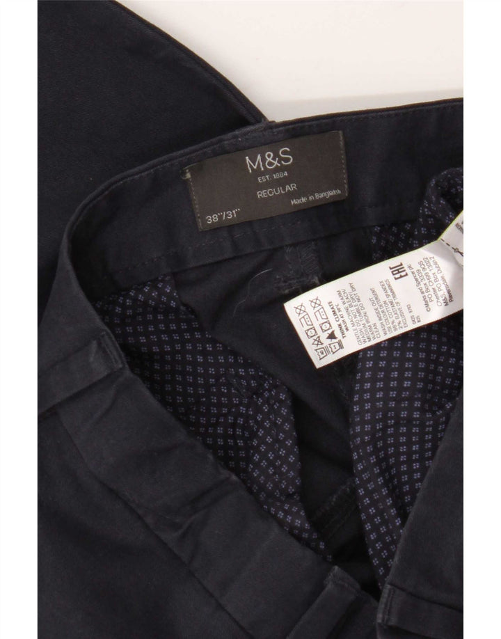 Marks & Spencer Herre Regular Chino Bukser W38 L31 Marineblå Bomuld