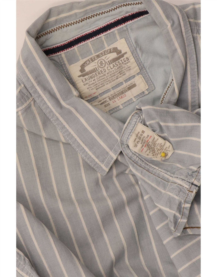 White Stuff Mens Classic Fit Shirt 2XL Blue Pinstripe Cotton