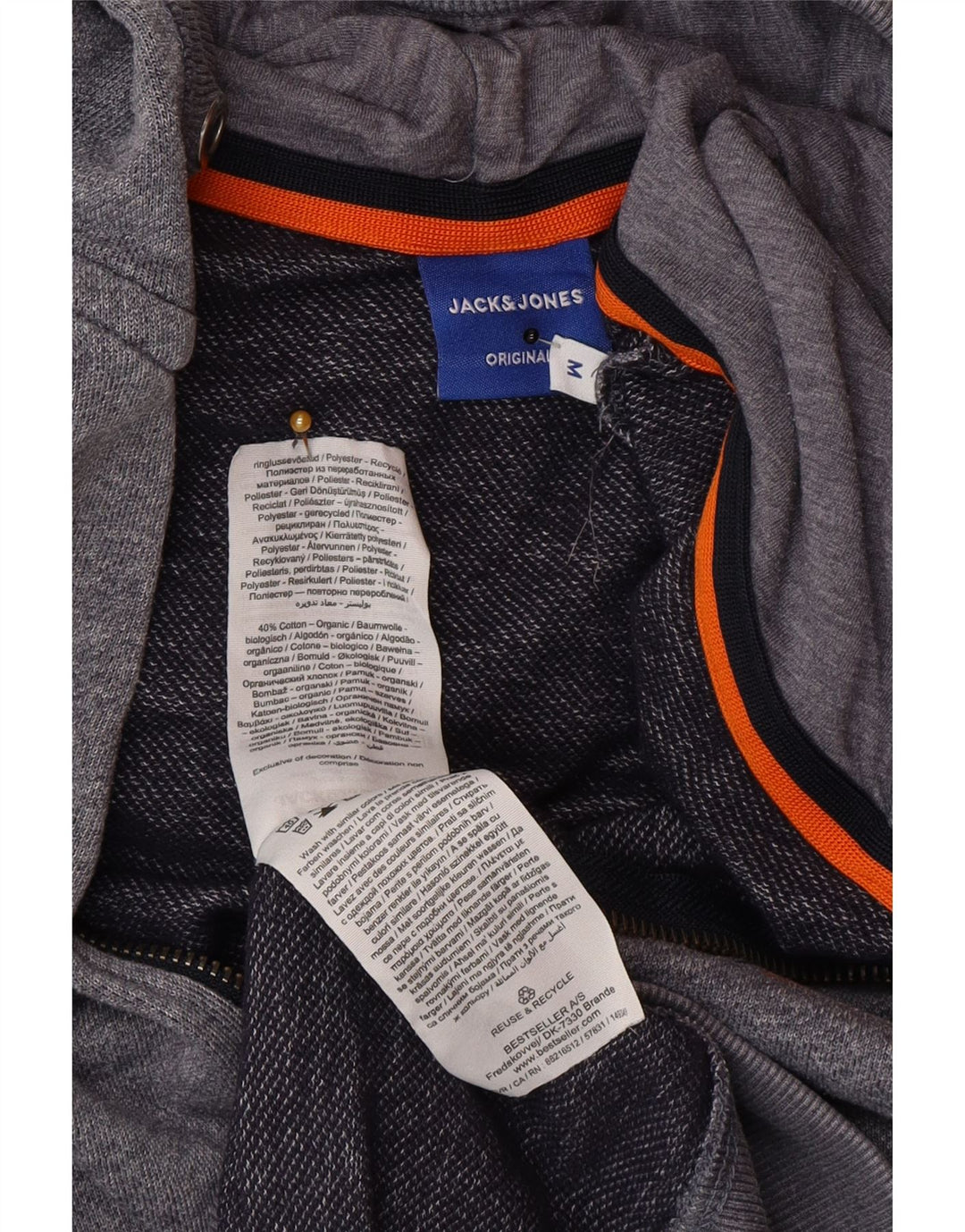 Jack & Jones Mens Zip Hoodie Sweater Medium Grey Flecked Polyester