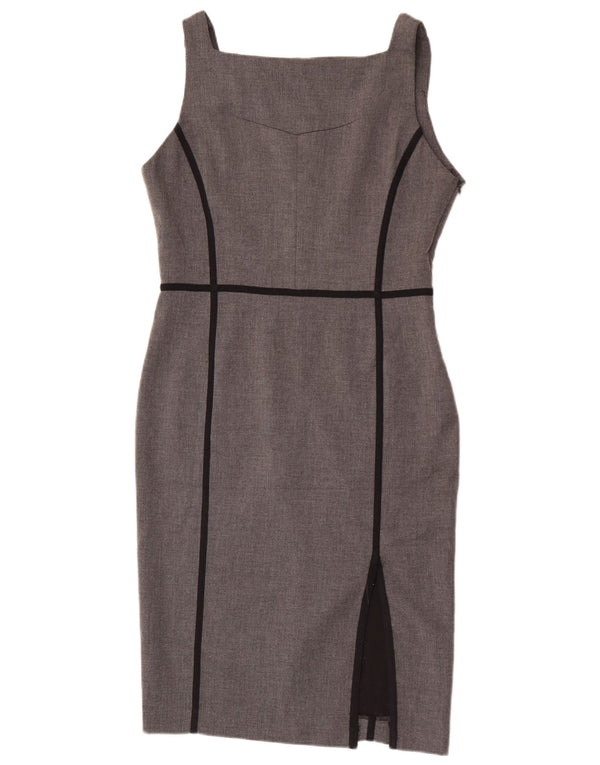 Zara Womens Sleeveless Sheath Dress UK 14 Large Grey Polyester
