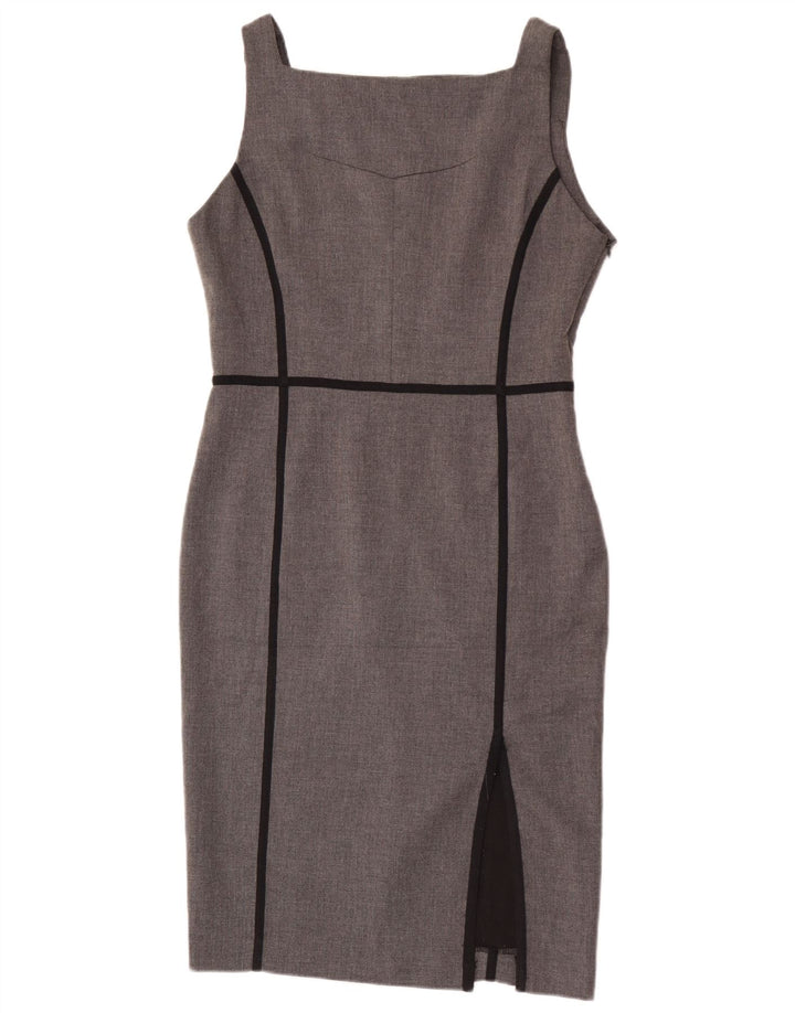Zara Womens Sleeveless Sheath Dress UK 14 Large Grey Polyester