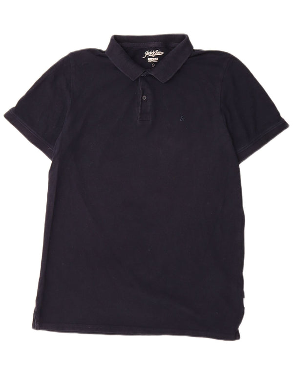 Polo da uomo slim fit Jack & Jones grande in cotone blu navy