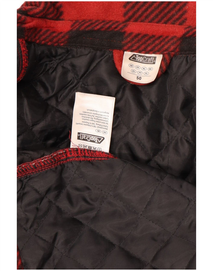 Bomber vintage pentru bărbați din fleece EU 50, mare, roșu, poliester în carouri