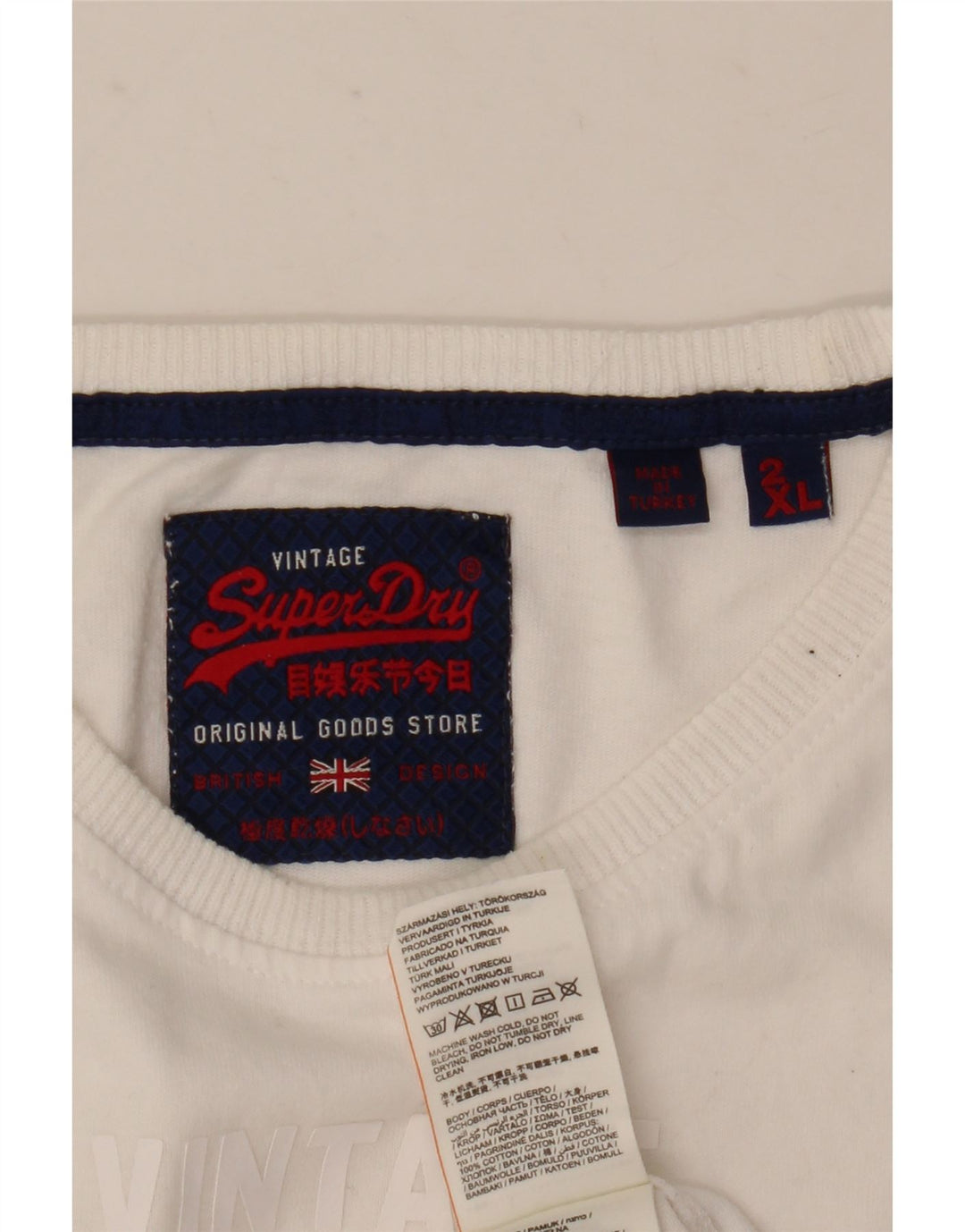 Superdry Mens Graphic T-Shirt Top 2XL White Cotton