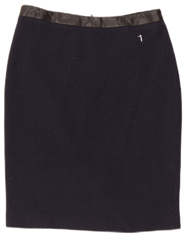 Damska spódnica ołówkowa Trussardi IT 42 Medium W30 Granatowa jodełka