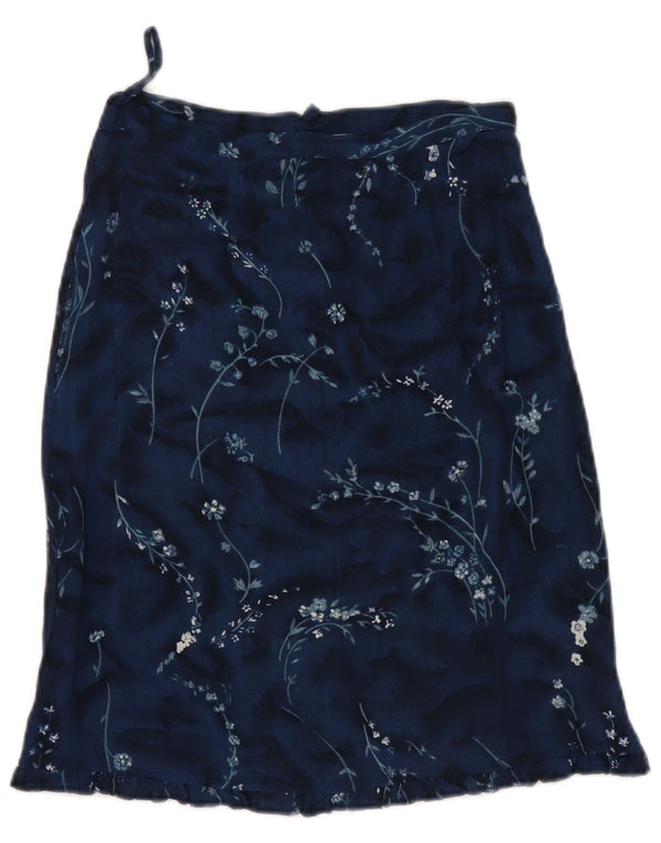 Vintage piger tulipan nederdel 9-10 år W24 marineblå blomster