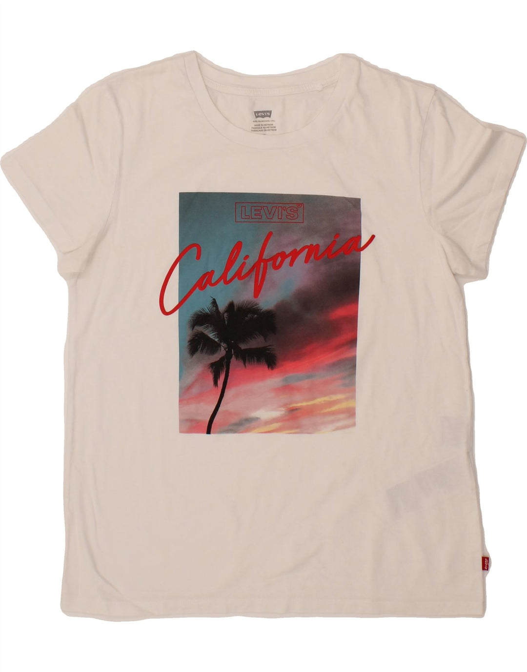 LEVI'S Womens Graphic T-Shirt Top UK 12 Medium White Cotton Vintage Levi's and Second-Hand Levi's from Messina Hembry 