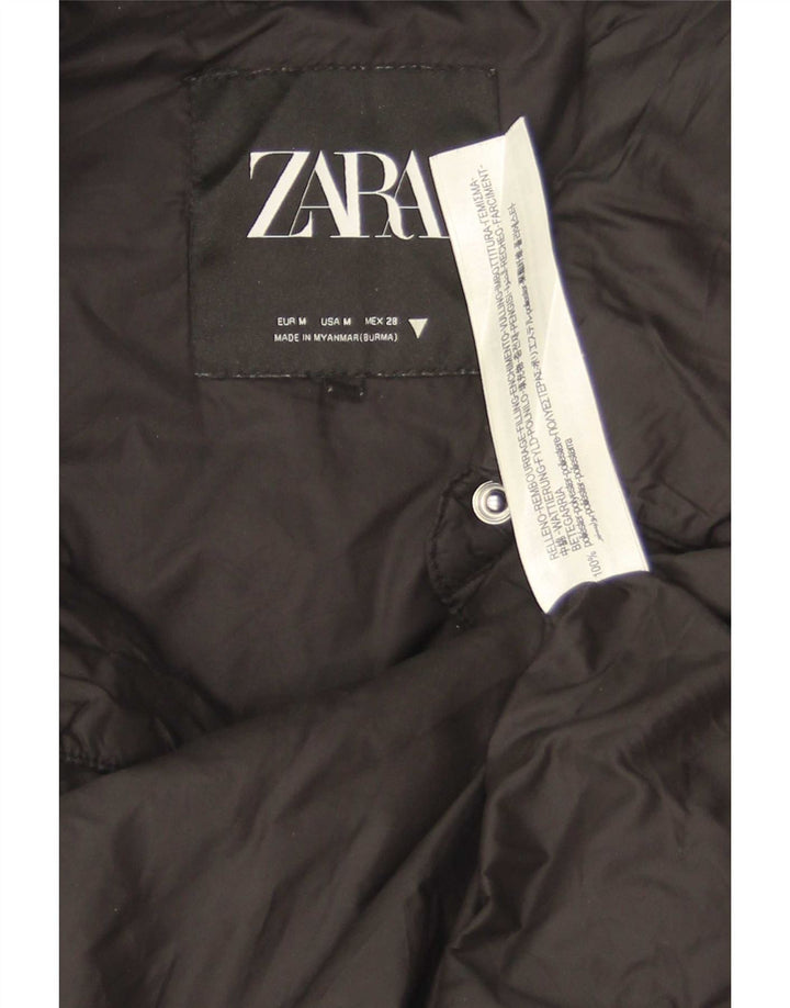 Zara Womens Windbreaker Coat UK 14 Medium Black Polyester