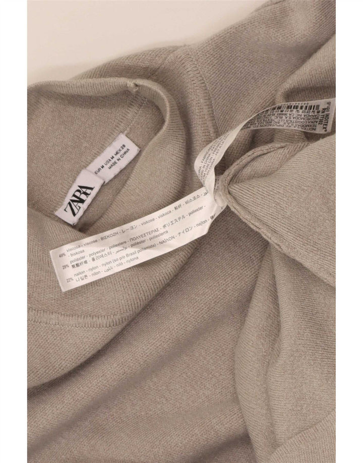 Zara Womens Maxi Long Sleeve Maxi Dress UK 12 Medium Grey Viscose