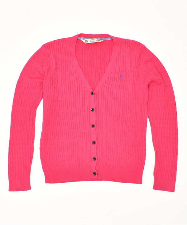 CREW CLOTHING Womens Cardigan Sweater UK 14 Large Pink Cotton