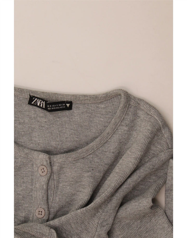 Zara Womens Crop Top UK 8 Small Grey