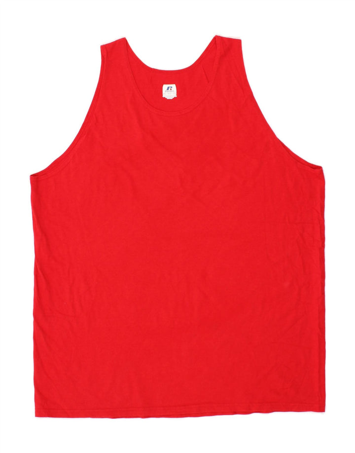 RUSSELL ATHLETIC Mens Vest Top 2XL Red Cotton Vintage Russell Athletic and Second-Hand Russell Athletic from Messina Hembry 