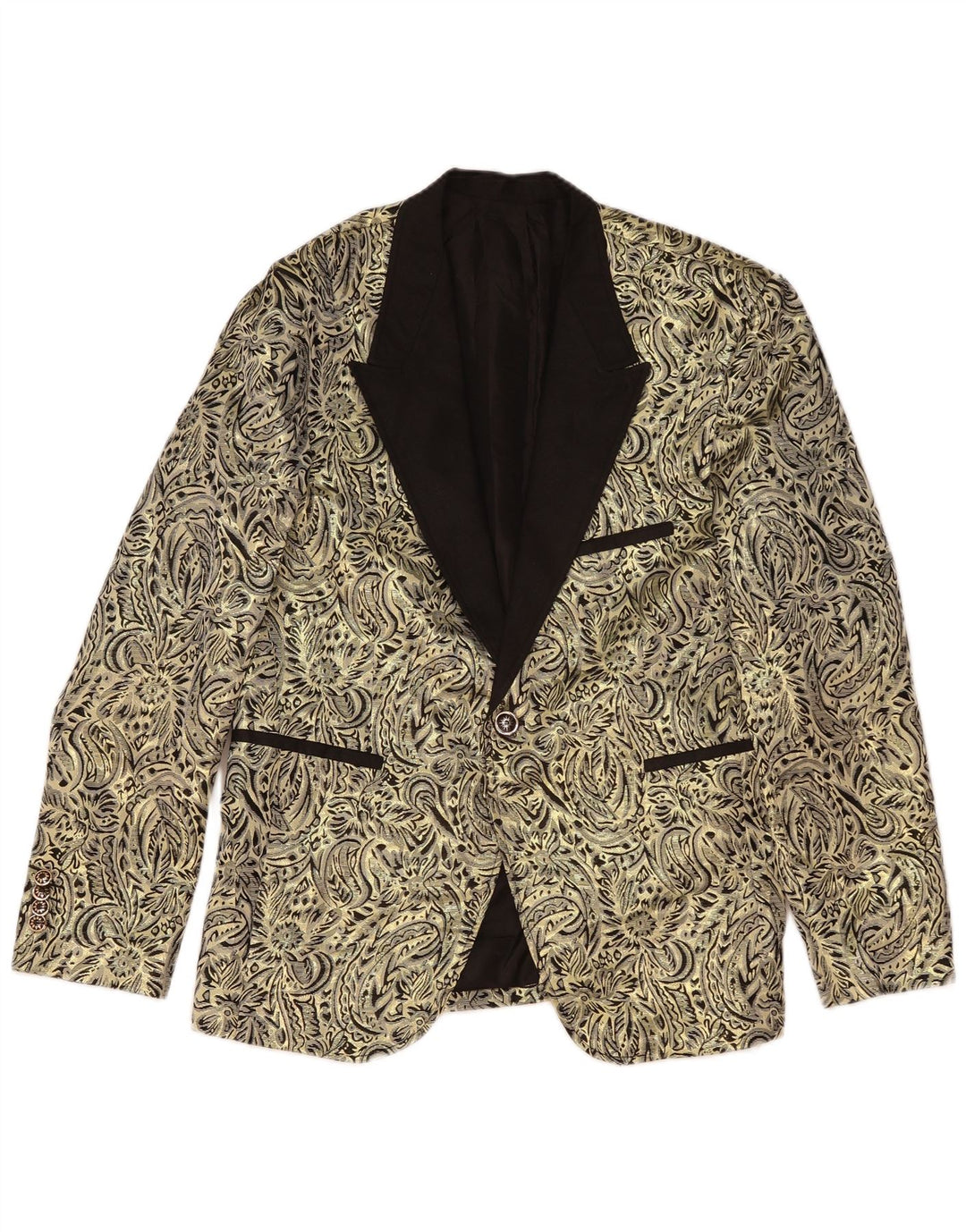 Jachetă vintage pentru bărbați cu 1 nasture, UK 38 Medium Gold Paisley