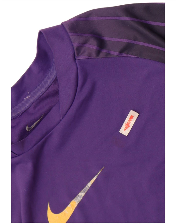 Nike Mens Dri Fit T-Shirt Top Medium Purple Colourblock Polyester