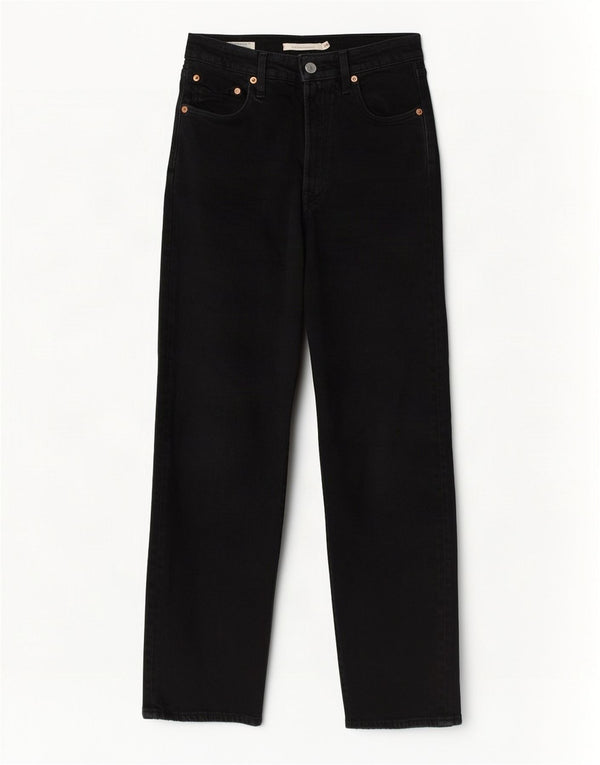 Levi's Damen Ribcage Straight Jeans W24 L27 Schwarze Baumwolle