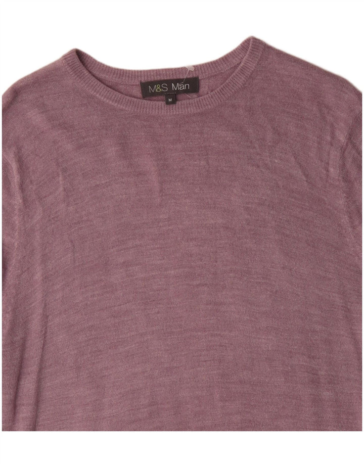 MARKS & SPENCER Mens Boat Neck Jumper Sweater Medium Pink Acrylic