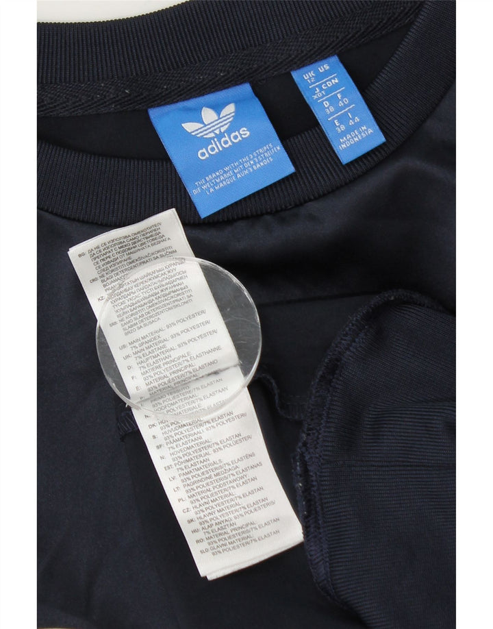 Adidas Damen Grafik-Sweatshirt-Pullover UK 12 Medium Marineblau Polyester