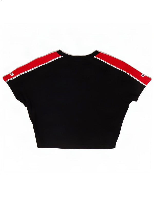 Ellesse Womens Crop Graphic T-Shirt Top UK 10 Small Schwarz Farbblock
