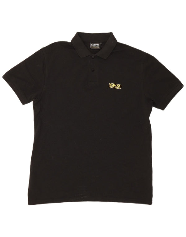 Barbour Mens Polo Shirt Medium Black Cotton
