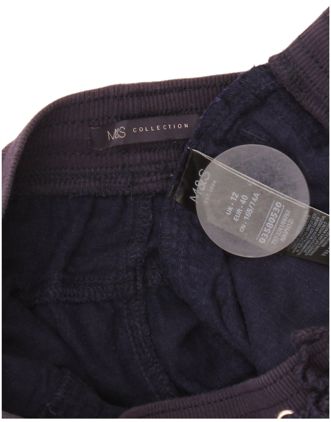 Marks & Spencer Womens Chino Shorts UK 12 Medium W32  Navy Blue Linen