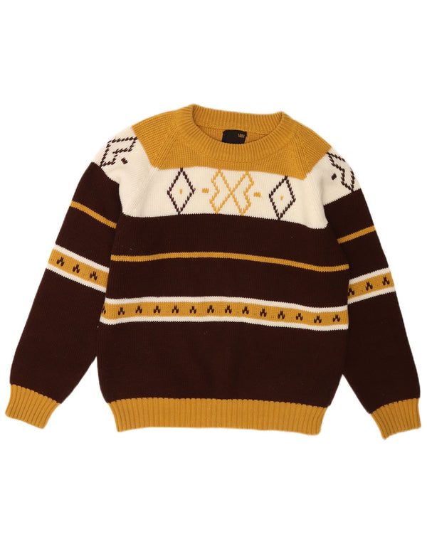 Maglione da donna con scollo a barca Dino Disardi UK 16 Large Brown Striped