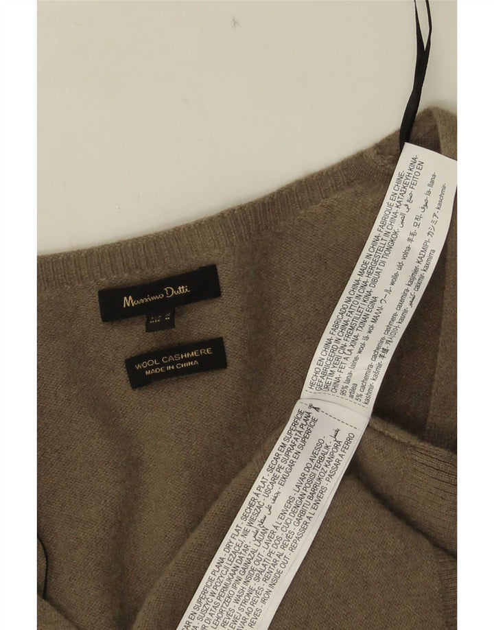 Massimo Dutti Womens Long Sleeve Jumper Dress UK 14 Medium Khaki Wool