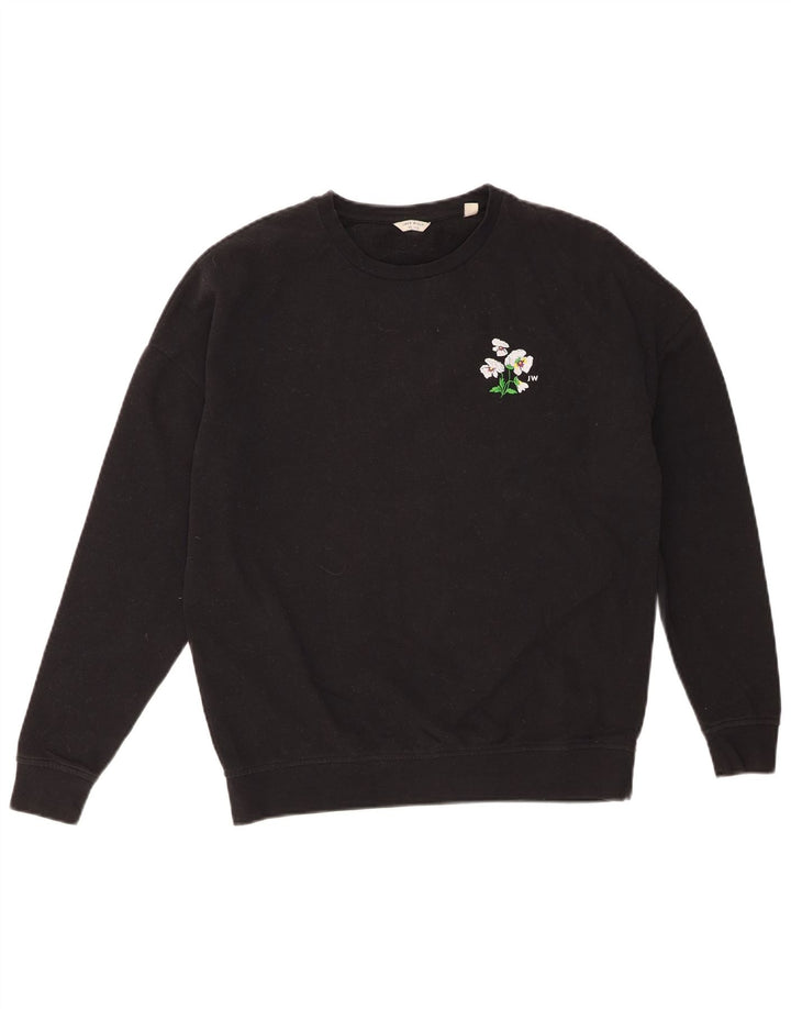 JACK WILLS Womens Oversized Sweatshirt Jumper UK 8 Small Black Floral