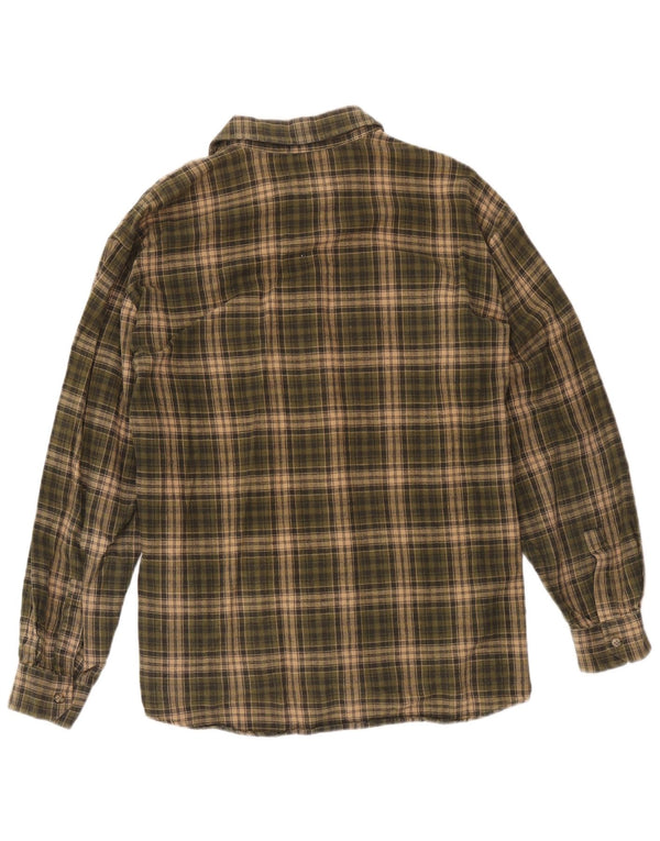 European Project Chemise en flanelle pour homme XL Kaki à carreaux en coton