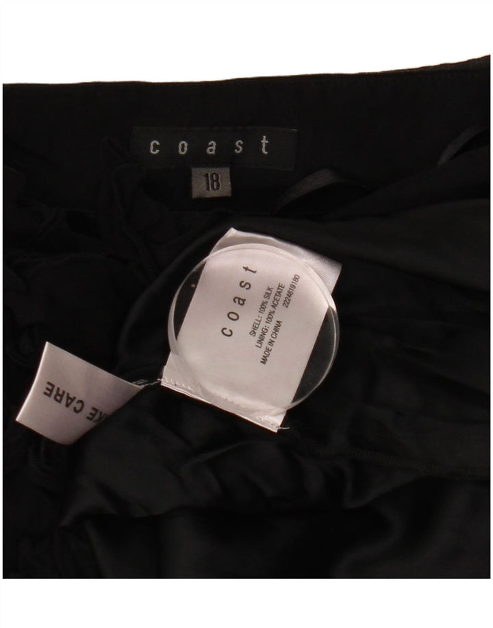 Coast Womens Ruffle Front Strapless Dress UK 18 XL Black Silk