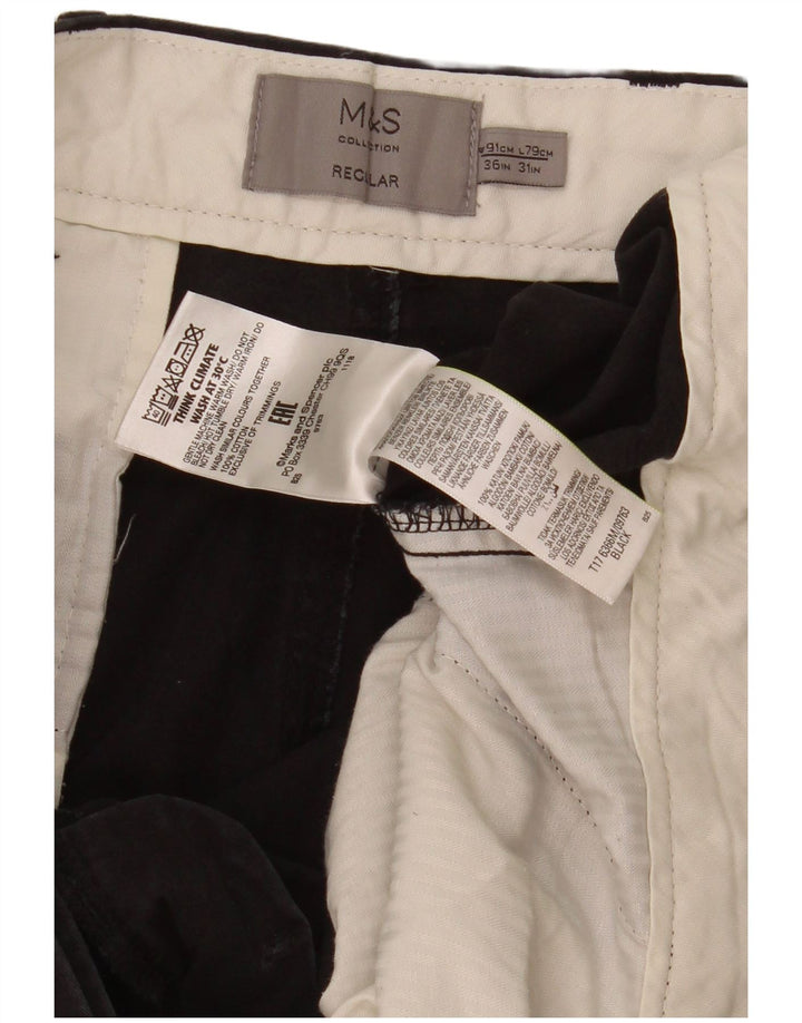 Marks & Spencer Mens Regular Chino Trousers W36 L31 Black Cotton