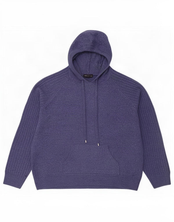 Marks & Spencer Womens Hooded Jumper Sweater UK 16 Large Purple Flecked