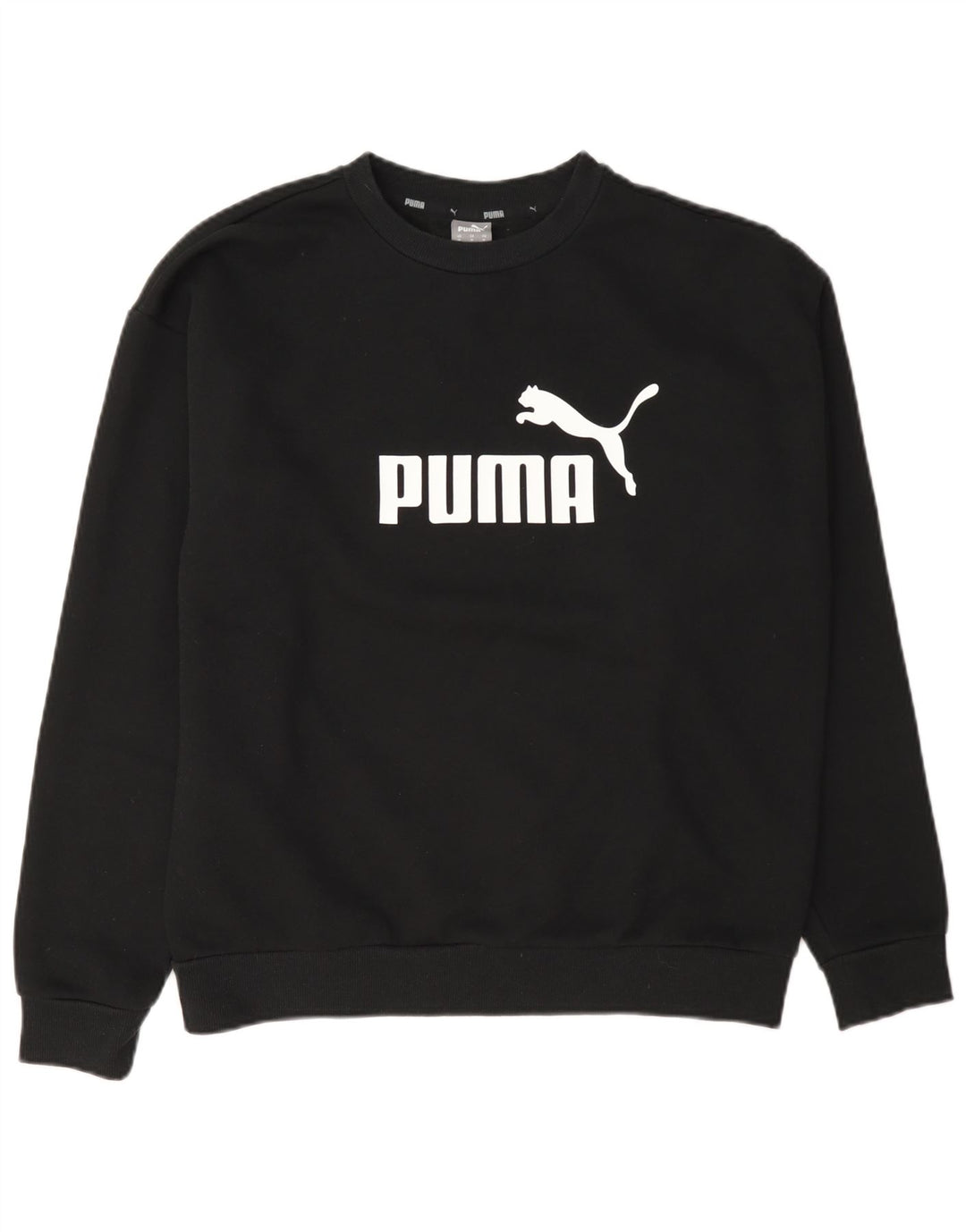 Puma Graphic Sweatshirt Jumper UK 14 Medium Sort Bomuld