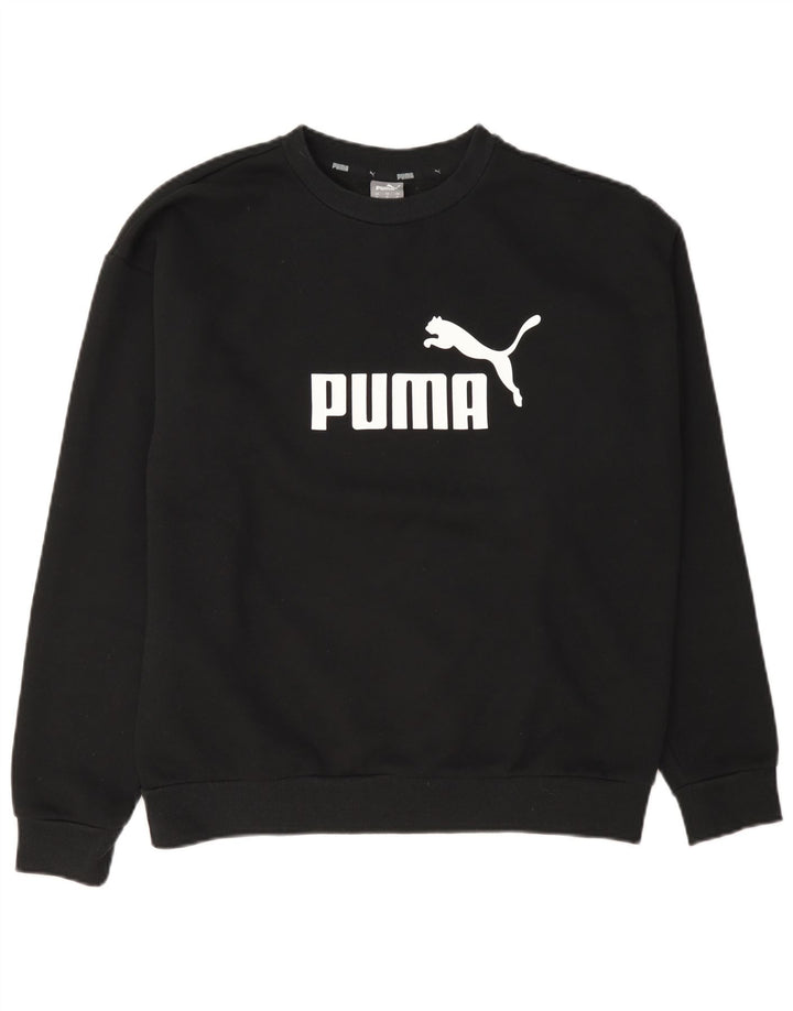 Puma Graphic Sweatshirt Jumper UK 14 Medium Sort Bomuld