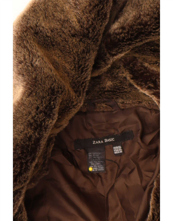 Zara Womens Padded Jacket UK 18 XL Brown Nylon