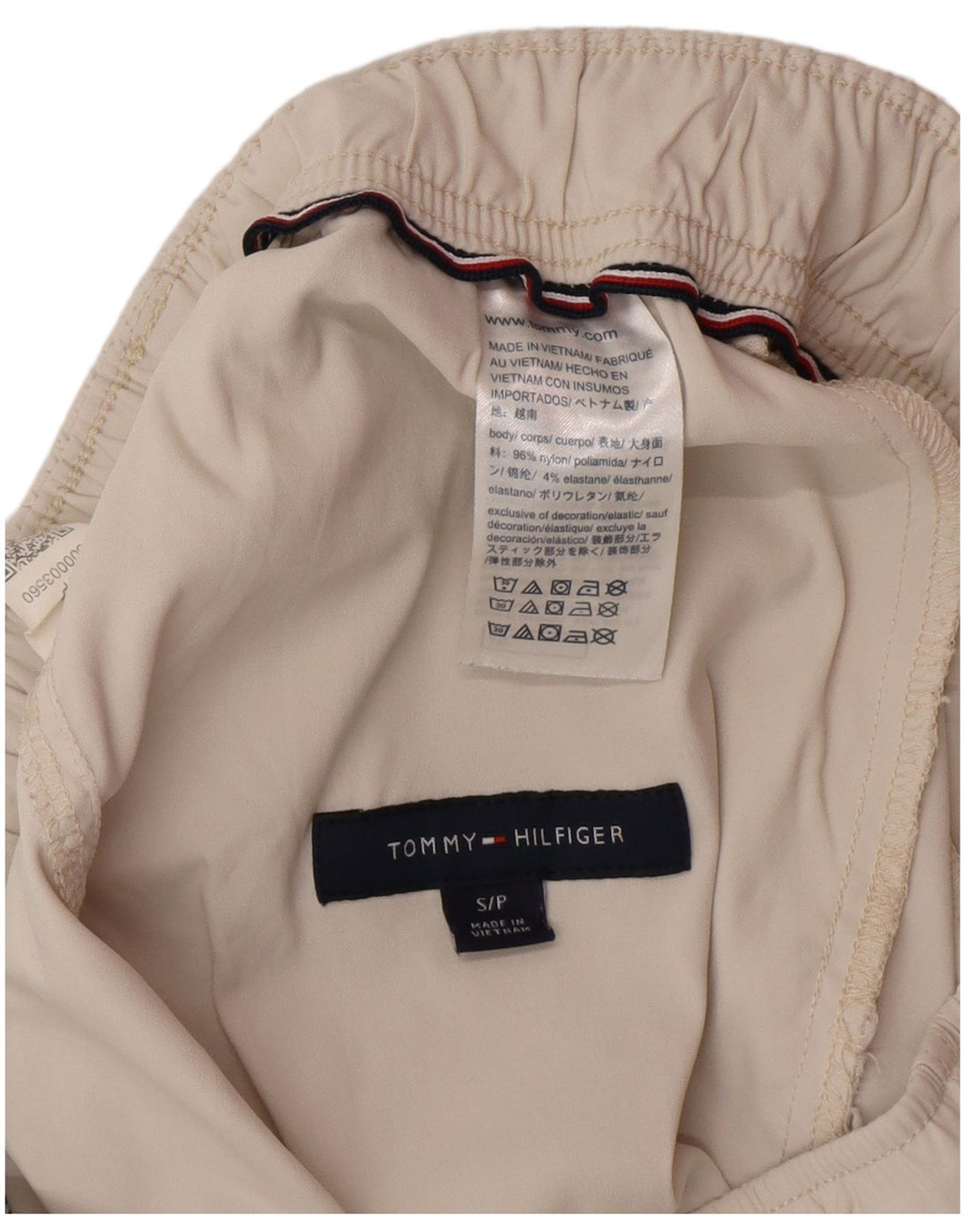 Tommy Hilfiger Mens Swimwear Small  Off White Nylon