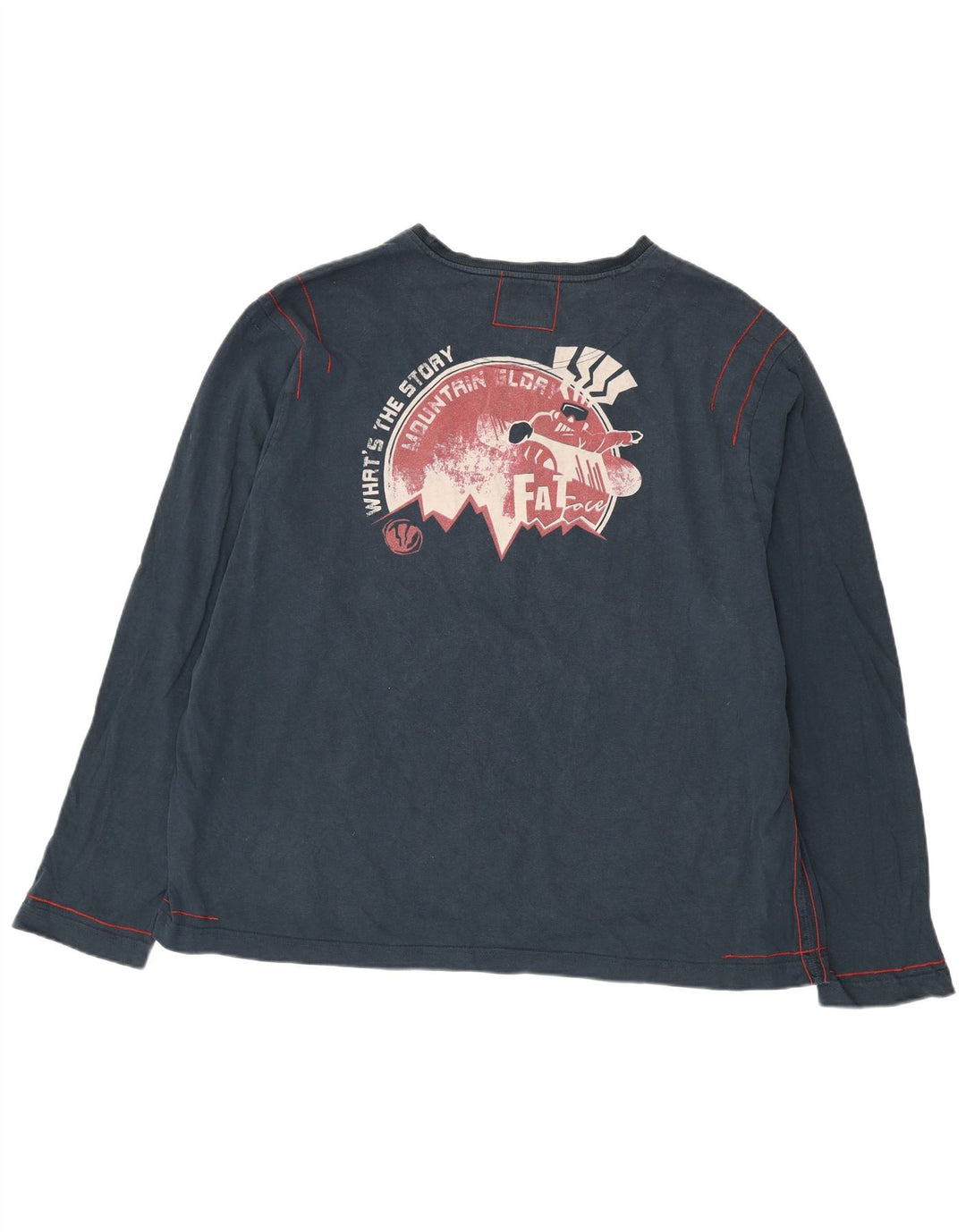 Fat Face Haut Graphique Homme Manches Longues 2XL Bleu Marine Coton