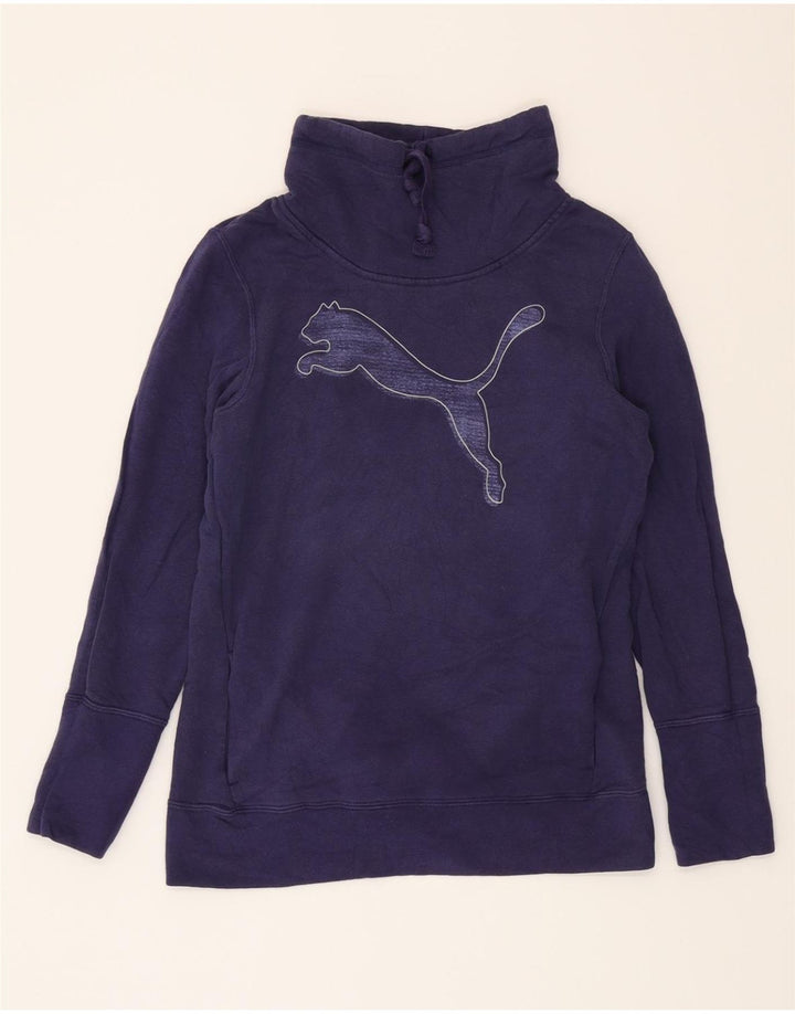 PUMA Womens Graphic Roll Neck Sweatshirt Jumper UK 12 Medium  Purple Vintage Puma and Second-Hand Puma from Messina Hembry 