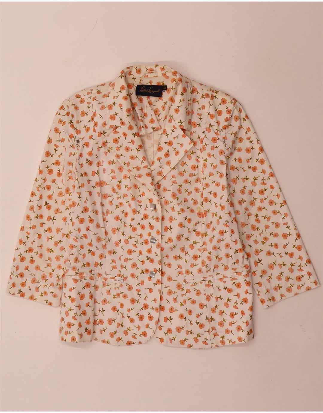LUISA SPAGNOLI Womens 3 Button Blazer Jacket IT 44 Medium White Floral