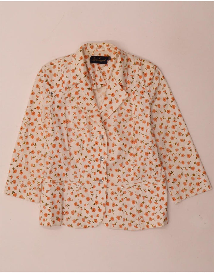 LUISA SPAGNOLI Womens 3 Button Blazer Jacket IT 44 Medium White Floral
